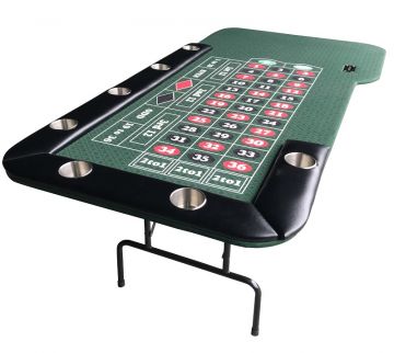 Roulette Table: 8 Foot, 30 Inch Tall Roulette Table with Folding Metal Legs and Padded Armrest